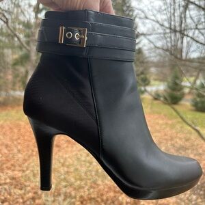 ALFANI Step And Flex Black Zip-Up Ankle Boots With Side Buckle Radden 2 Size 11